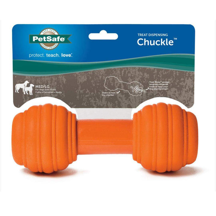 Chattanooga Map PetSafe Sportsmen Chuckle dog toy, durable and safe chew toy for interactive training and play.
