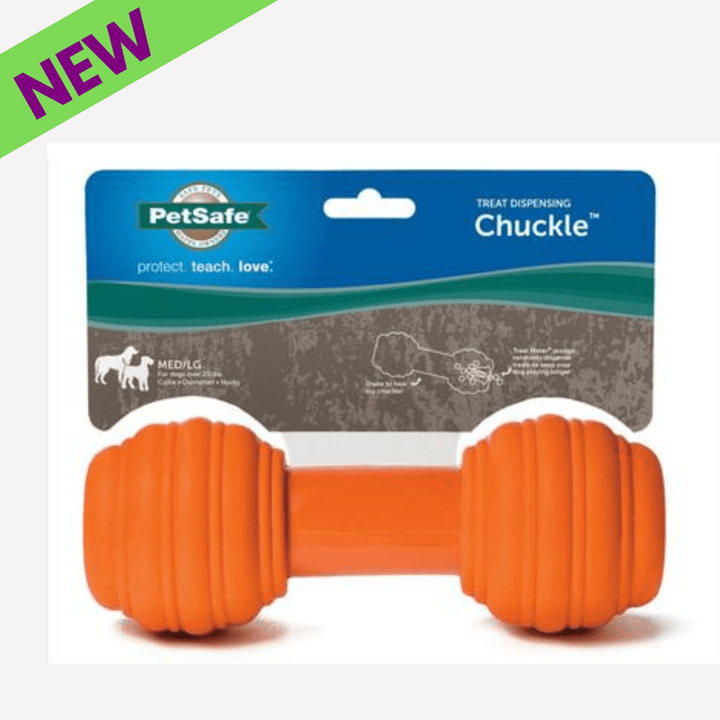 PetSafe Sportsmen Chuckle durable chew toy for dogs, interactive and safe for training and play, by Chattanooga Map.