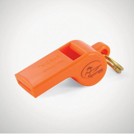 Orange SportDOG Roy Gonia Special dog training whistle by Chattanooga Map, lightweight and durable with clear sound.