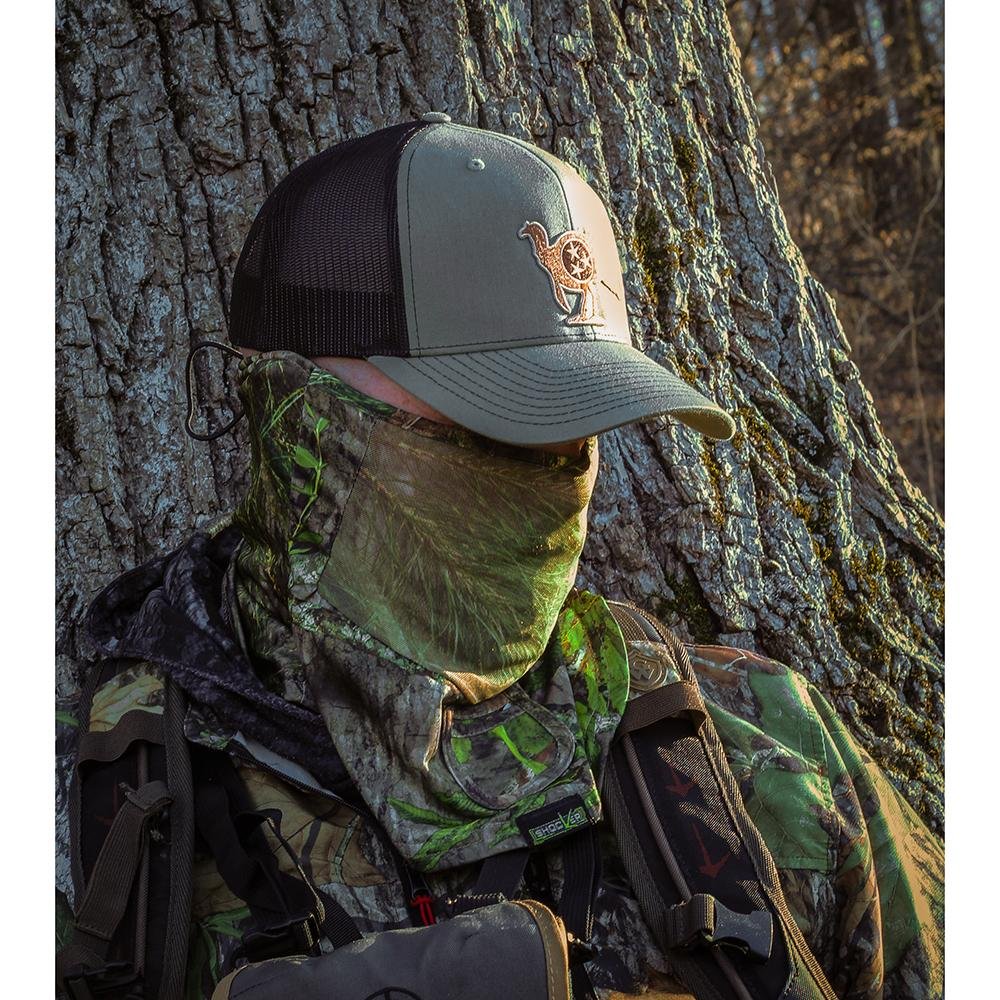 Chattanooga Allen Shocker Mossy Oak Obsession breathable adjustable outdoor neck gaiter with camouflage pattern and snug fit.