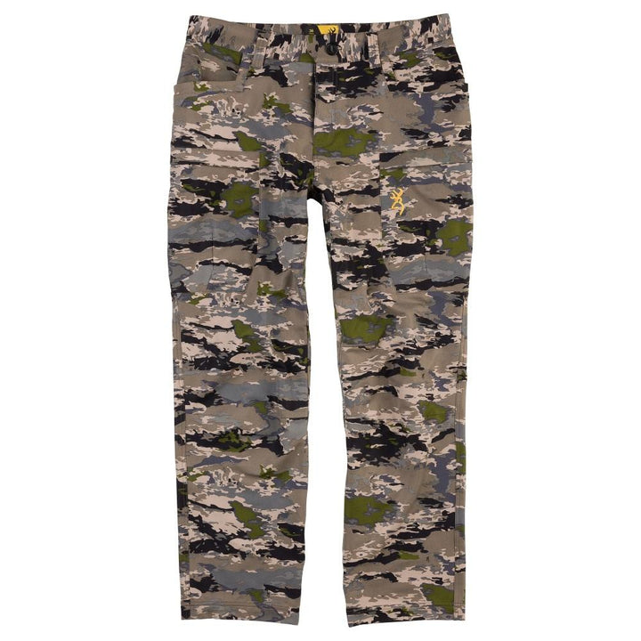 Chattanooga Browning Pahvant Pro Soft Shell Pants in Ovix Camo, wind and water resistant, size 34, outdoor hunting or hiking pants