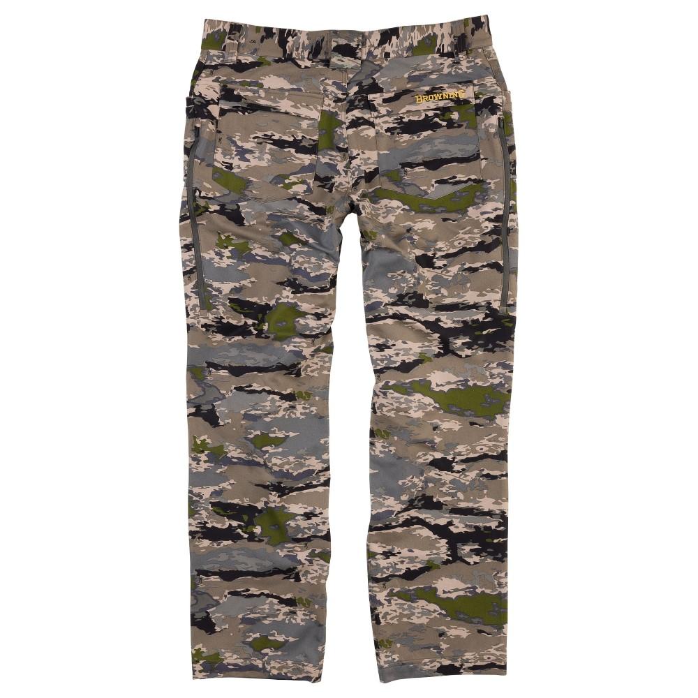 Chattanooga Browning Pahvant Pro soft shell pants in Ovix Camo, wind and water-resistant, size 34, outdoor hunting gear