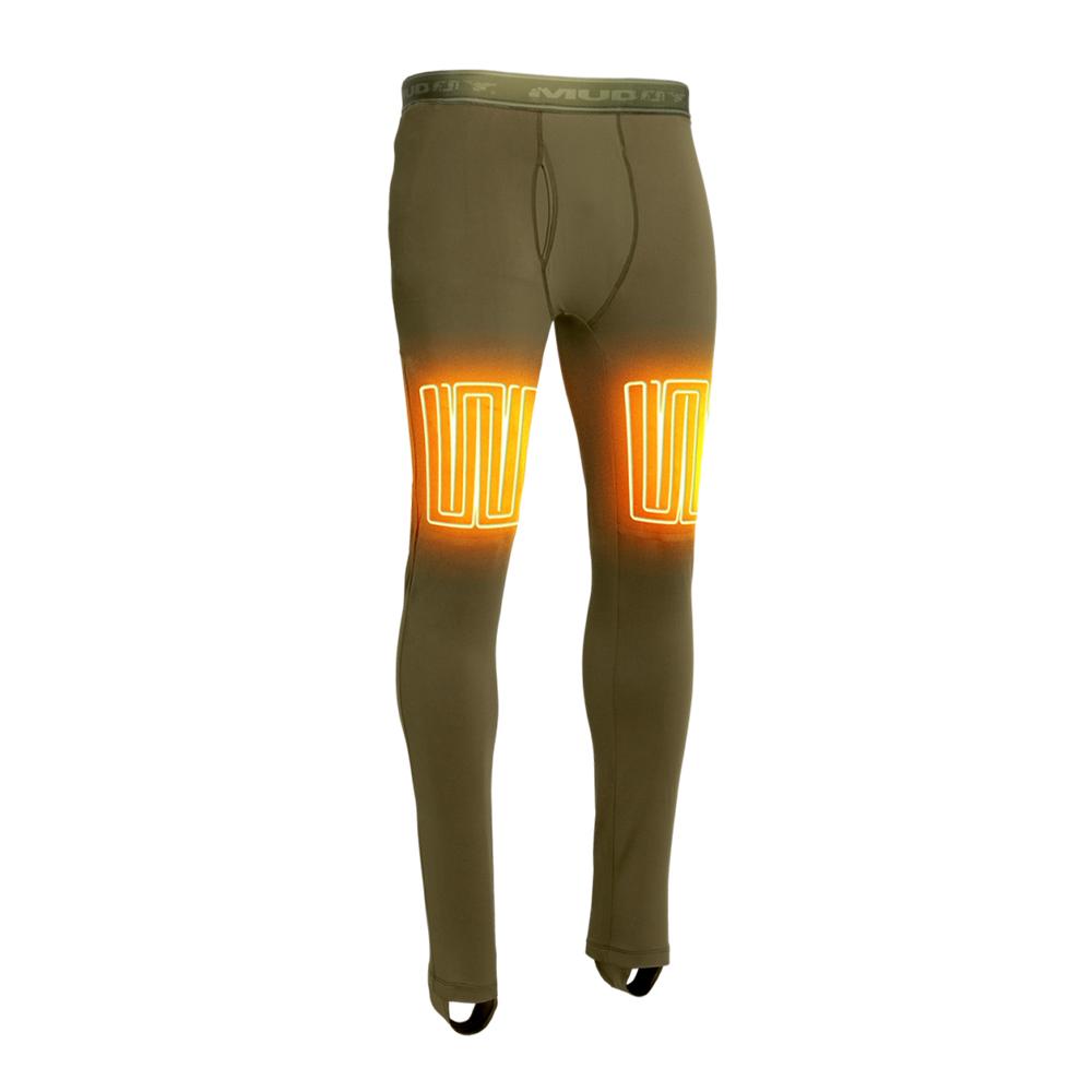 Chattanooga Muddy Nucleus heated pants in brown clay, small size, with adjustable waistband, designed for warmth and comfortable layering.