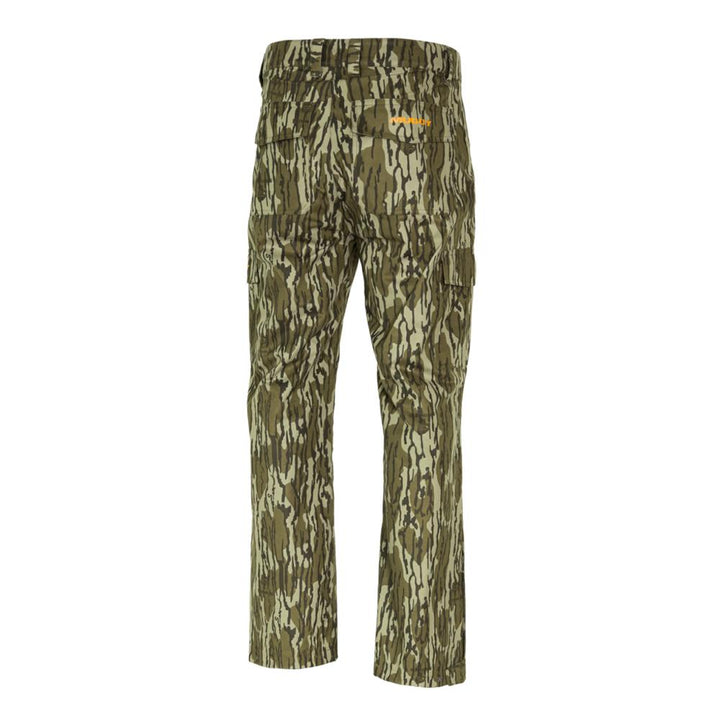 Chattanooga Muddy TRX lightweight rain pants in Mossy Oak Bottomland camouflage, size XL, designed for waterproof outdoor protection.