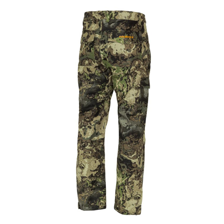 Chattanooga Muddy TRX lightweight rain pants in Veil Canyon Hybrid L waterproof outdoor apparel, showing the waterproof fabric and outdoor design.