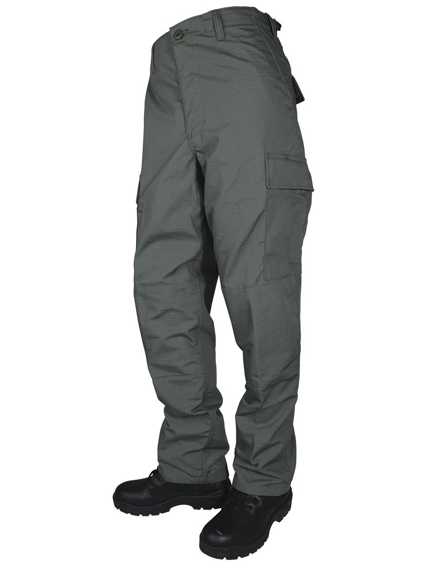 Chattanooga Tru-Spec BDU Basic Pants in olive drab ripstop polyester cotton with zip fly, M size, casual military style.