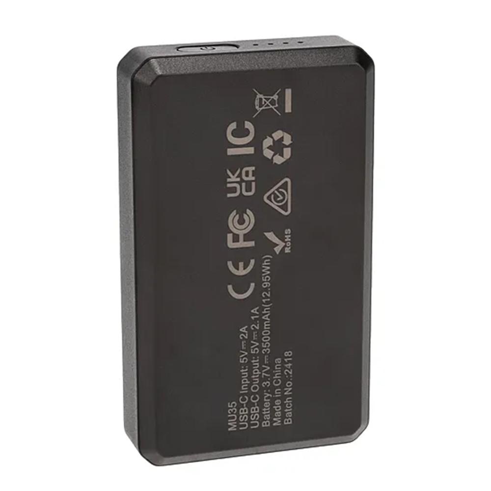 Chattanooga Muddy Outdoors rechargeable power bank with 3.7V, 3500mAh capacity, compact and portable for outdoor use.