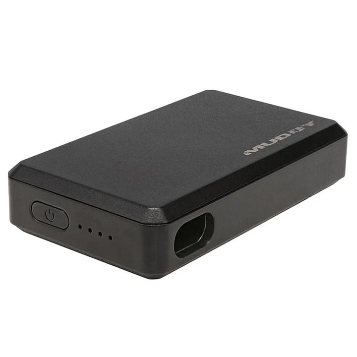 Chattanooga Muddy Outdoors rechargeable power bank with 3.7V 3500mAh capacity, compact and portable for outdoor use.