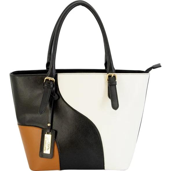 Chattanooga Cameleon Calico Esme Purse in black with structured top handle and shoulder strap, medium-sized purse for everyday use.