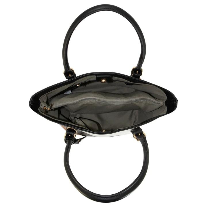 Chattanooga Cameleon Calico Esme purse in black with structured top handle and shoulder strap, medium size, stylish purse with textured finish.