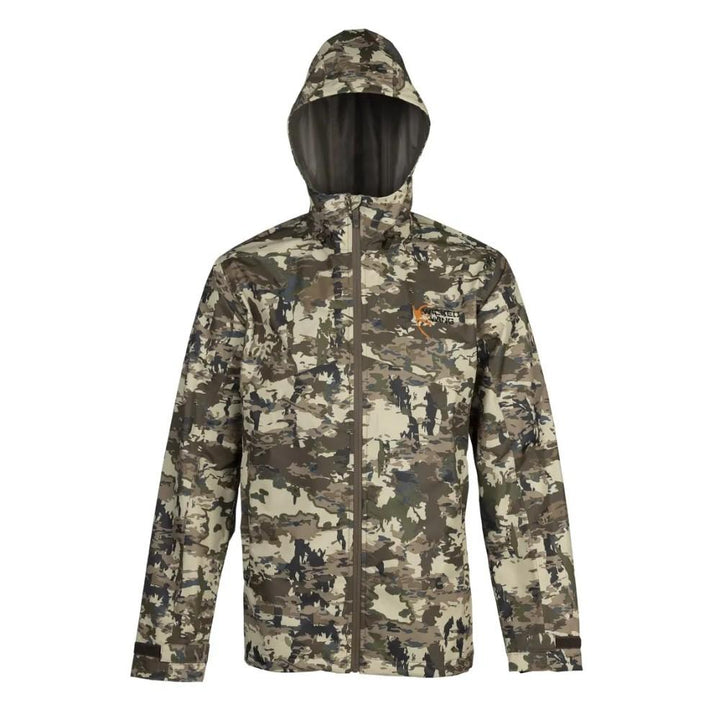 Chattanooga Browning Rain Shell Jacket in Auric Camo, waterproof rain gear for outdoor activities, designed for comfort and protection.