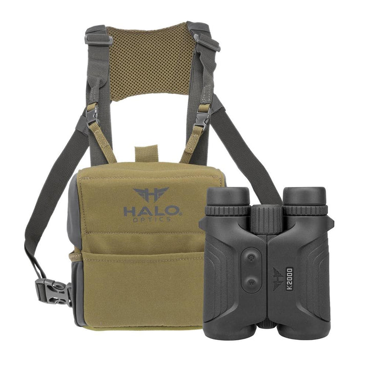 Chattanooga K2000 10x42 LRF binoculars with rangefinder and waterproof design, showing the binoculars with textured grip and lens details.