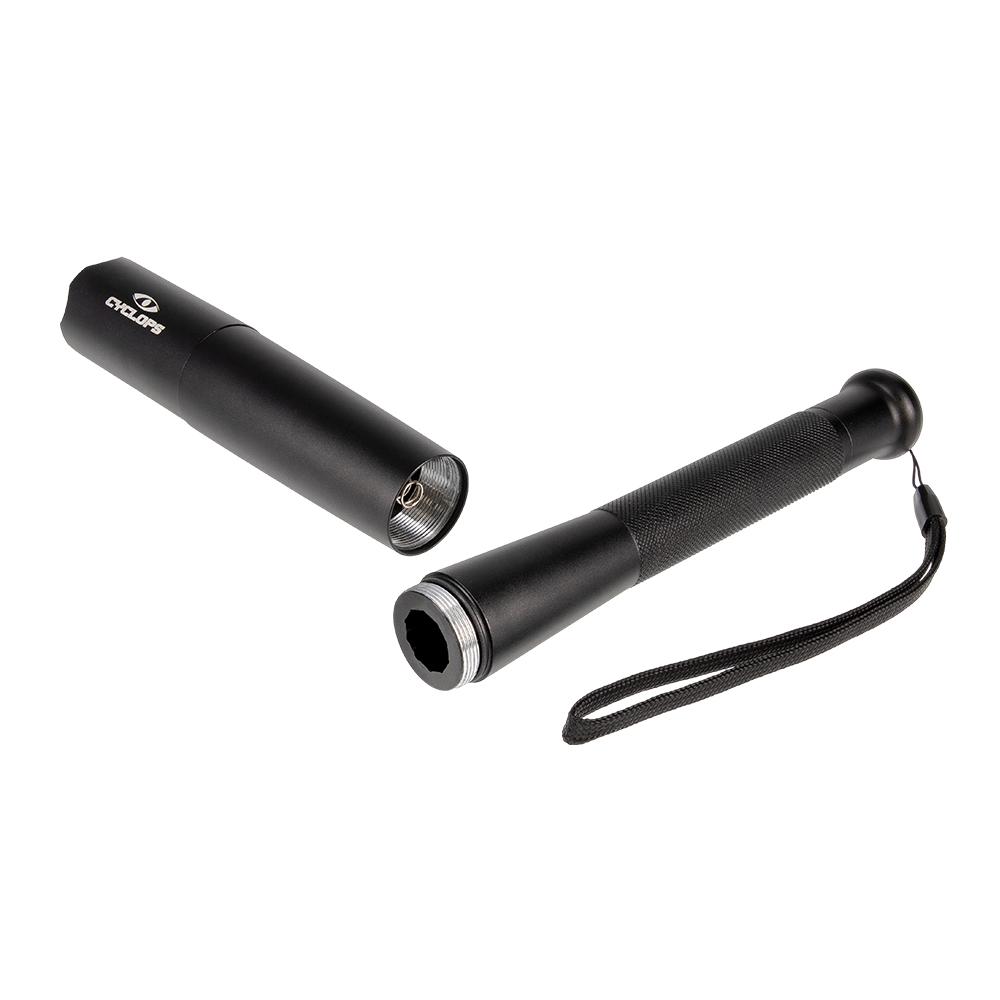 Cyclops Brooklyn flashlight by Chattanooga with 3000 lumen high-power LED handheld light for self-defense and outdoor use.