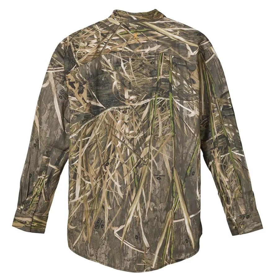 Chattanooga Browning Wasatch-CB shirt in mossy oak Shadow Grass Habitat with button-front and two chest pockets, size small.