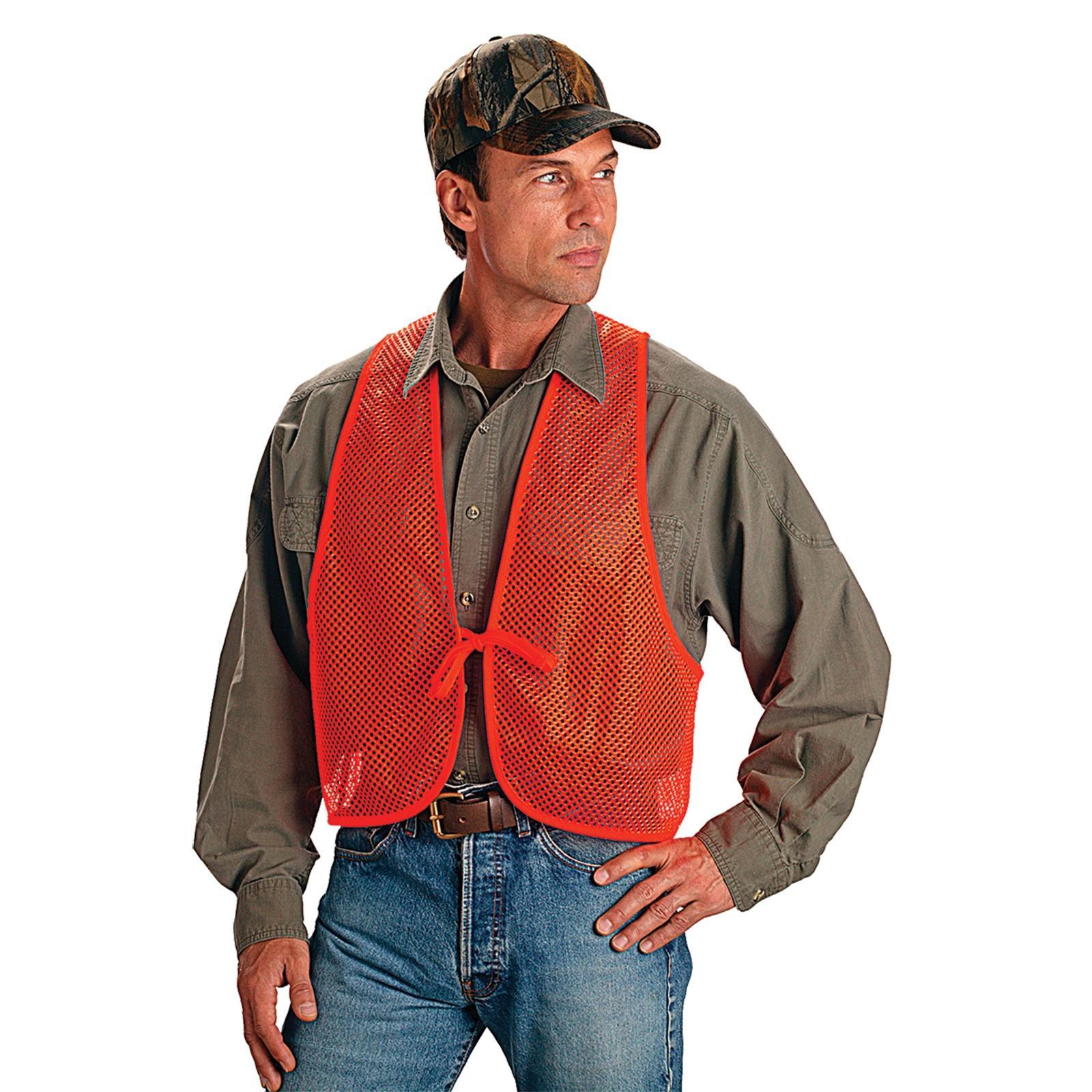 Chattanooga Allen Blaze Orange safety shooting vest, lightweight polyester mesh, one size, comfortable for outdoor activities.