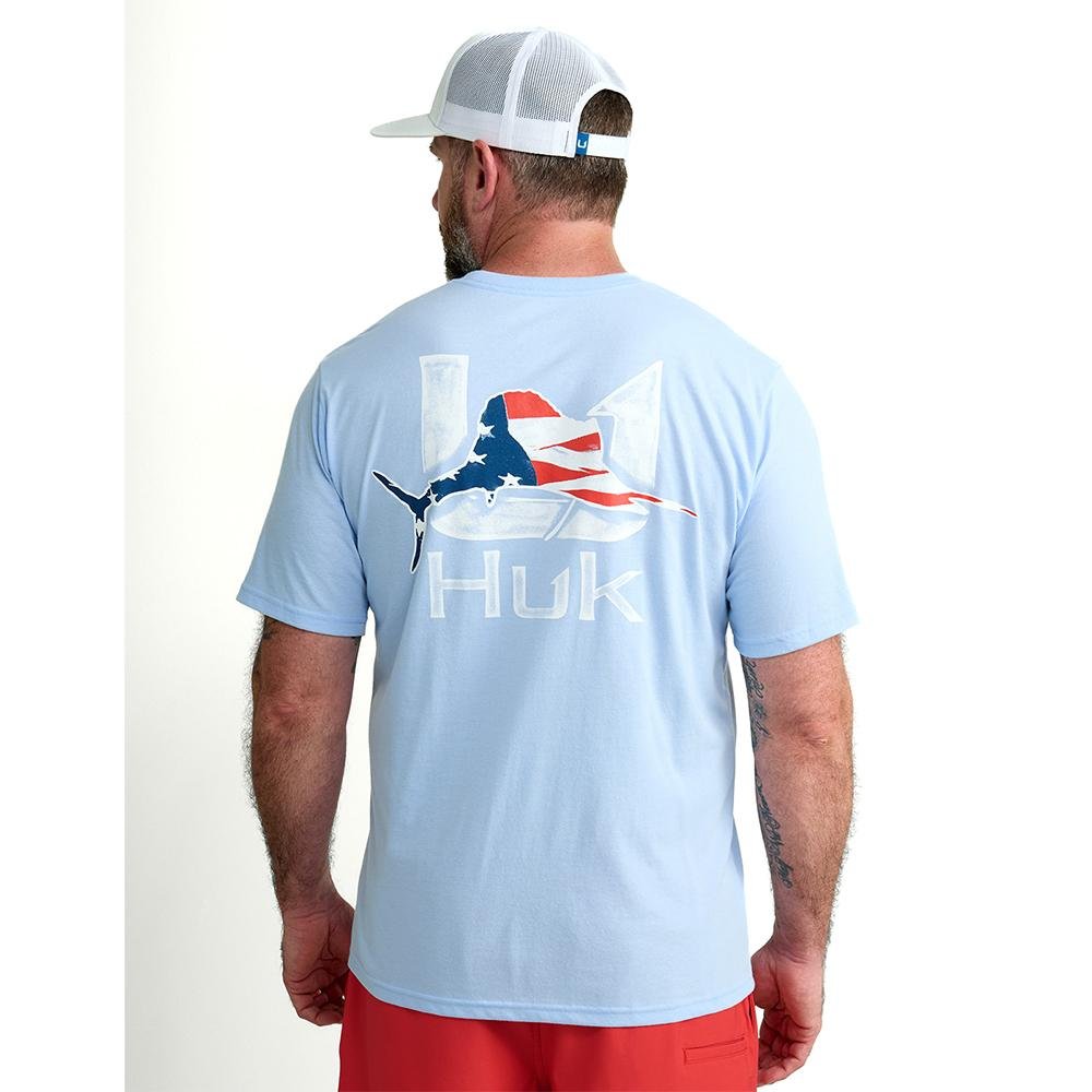 HUK FISH FLAG TEE MAROLINA BLUE SS S - POWER FIT SHOP — Powering Preparedness, Health & Home