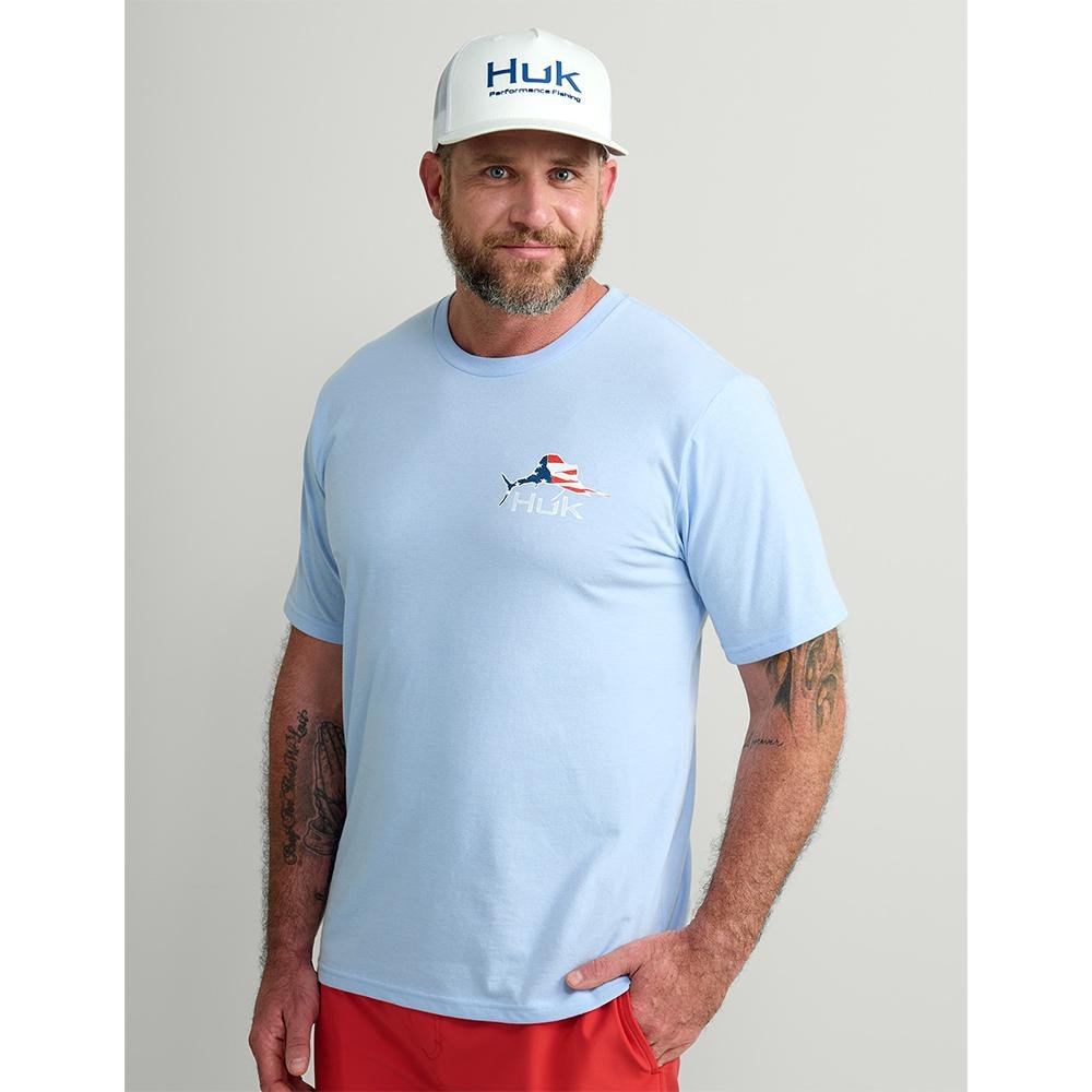 HUK FISH FLAG TEE MAROLINA BLUE SS S - POWER FIT SHOP — Powering Preparedness, Health & Home