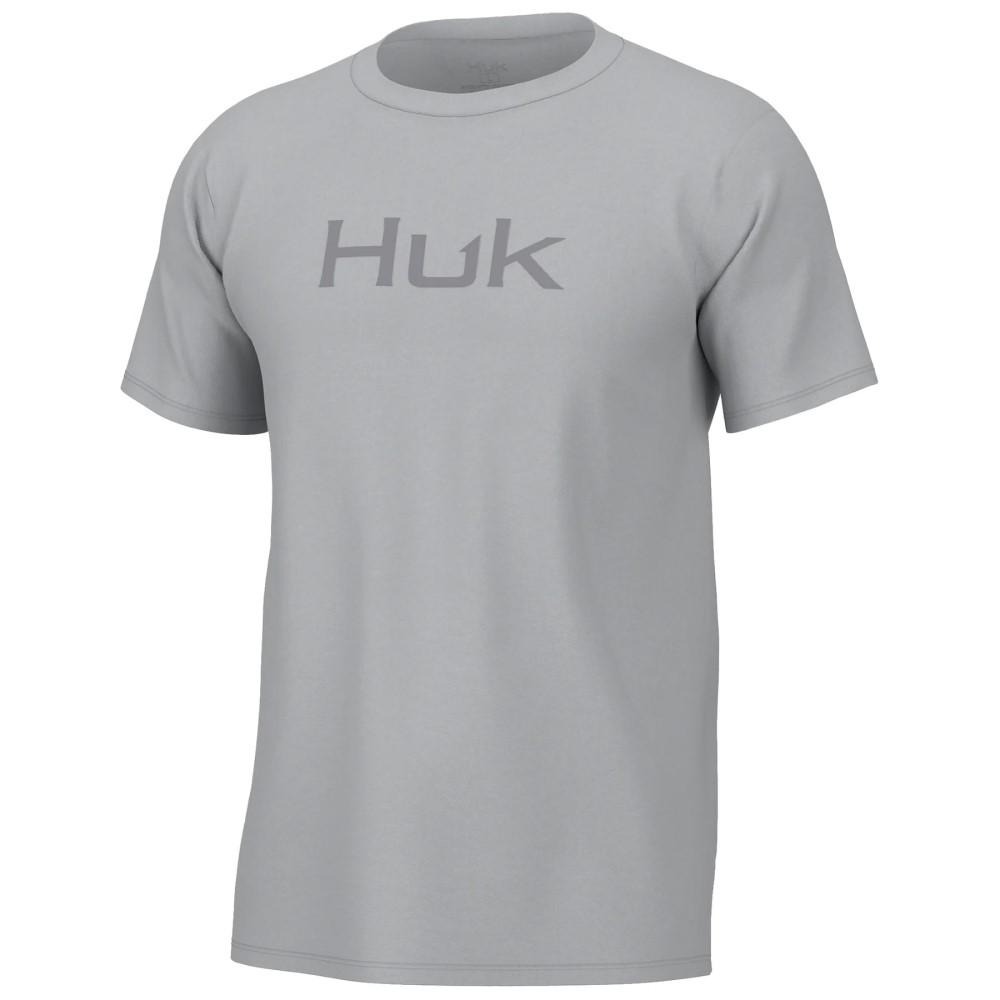 Chattanooga HUK Logo TEE Harbor Mist short sleeve shirt, front view showing logo design and casual fit.
