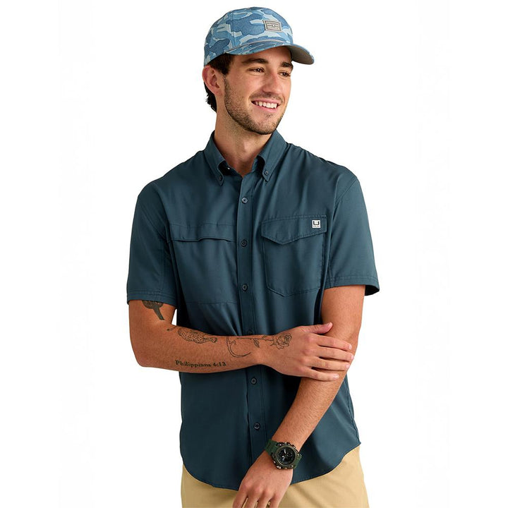 HUK Tidepoint Short Sleeve Shirt Sea Storm Lightweight Casual Top Size S - POWER FIT SHOP — Powering Preparedness, Health &amp; Home