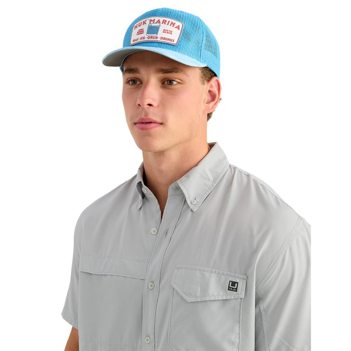 Chattanooga HUK Tidepoint short sleeve shirt in Seagull color, lightweight casual top, size XXL, with a relaxed fit and breathable fabric.