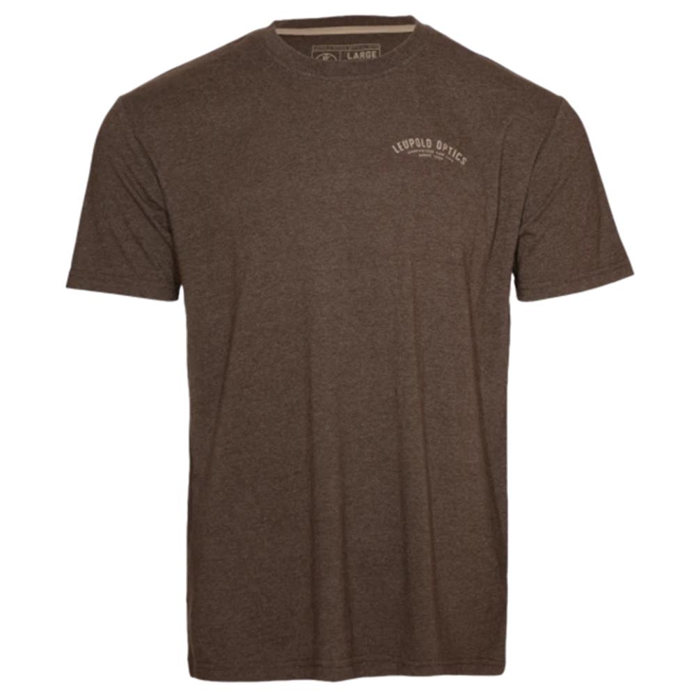 Chattanooga Leupold Antler Range Tee in brown heather, a comfortable short sleeve outdoor lifestyle shirt with antler graphic.