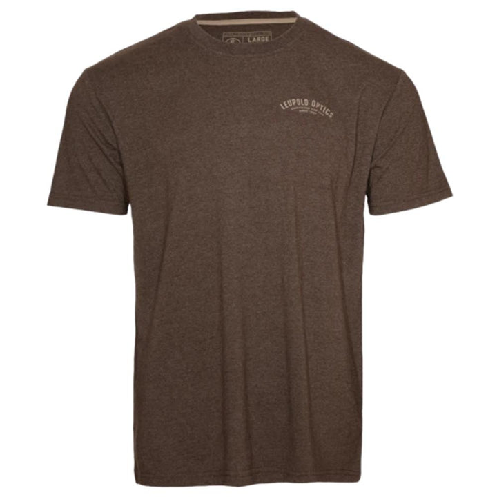 Chattanooga Leupold Antler Range Tee in brown heather, XXL, comfortable short sleeve outdoor lifestyle shirt with antler graphic.