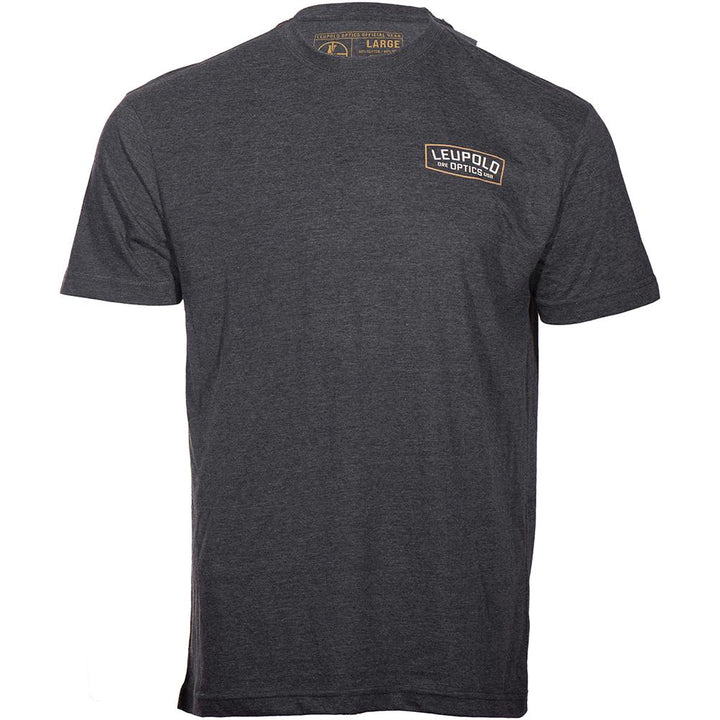 Charcoal Leupold Badge short sleeve shirt by Chattanooga, soft lightweight cotton, comfortable fit, size 2XL, casual men&