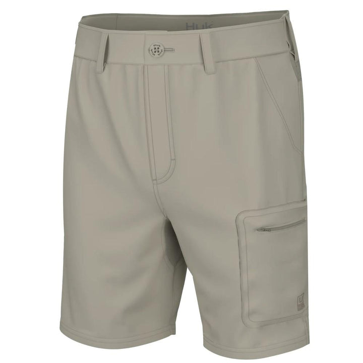 Chattanooga Huk Next Level 7-inch khaki outdoor shorts, lightweight and quick-dry fabric, L size, designed for outdoor activities