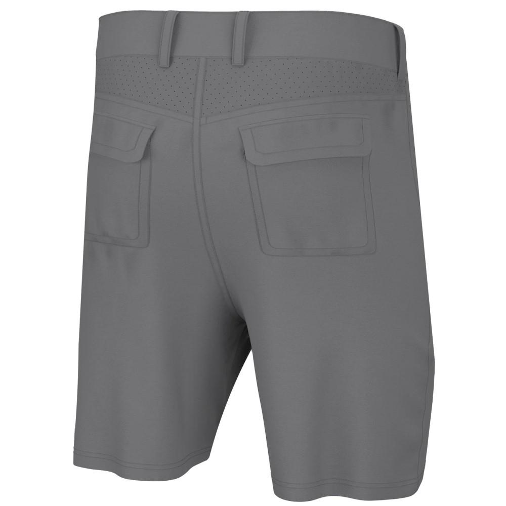 Chattanooga Huk Next Level 7-inch shorts in overcast grey, quick-dry lightweight fabric, L size, suitable for active wear.