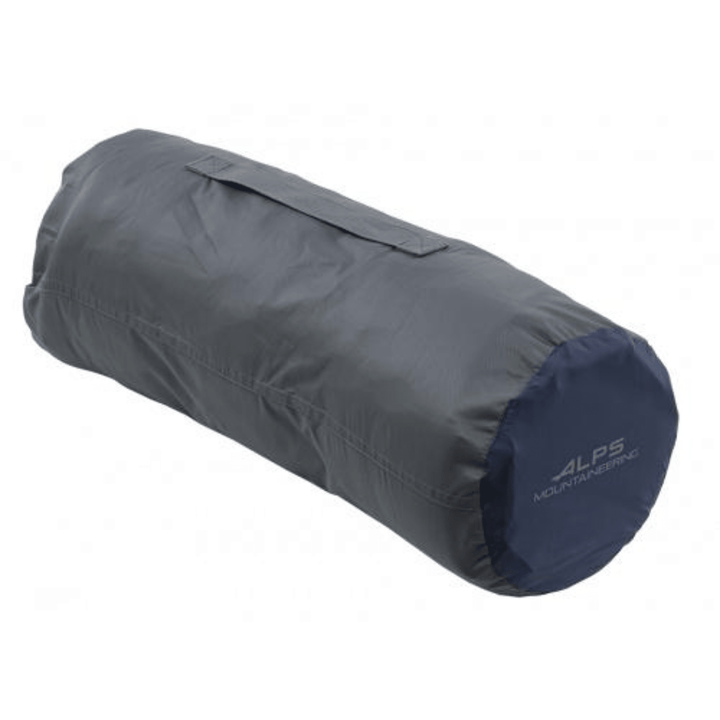Alps Mountaineering Agile self-inflating air pad in navy, perfect for camping and backpacking, used with a sleeping bag.