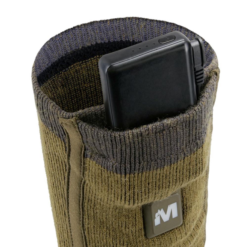 Chattanooga Muddy Nucleus heated socks in brown clay, adjustable and warm, comfortable footwear for chilly days.