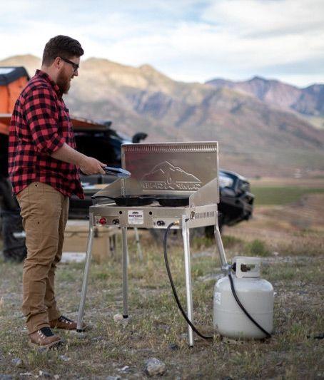 Chattanooga Camp Chef Leg Kit for Mountaineer outdoor cooking system support, includes sturdy metal legs for stove stability