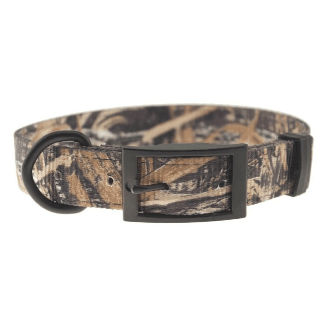 Chattanooga Omnipet Kwik Klip adjustable dog collar, 1 inch Realtree Max-5 camo, fits necks 18-26 inches, Sunglo style.