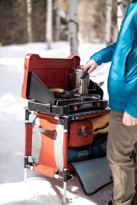 Chattanooga Camp Chef Mountain Series Sherpa table organizer with multiple compartments for portable outdoor storage.