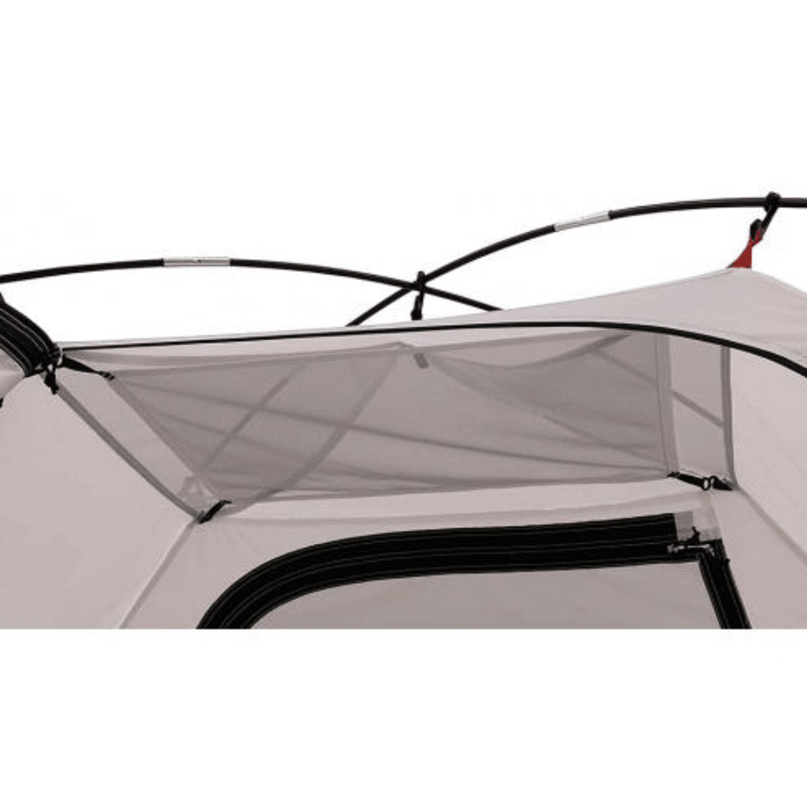 Chattanooga Alps Mountaineering Taurus 2-person polyester and fiberglass camping tent set up outdoors with rainfly and mesh windows.