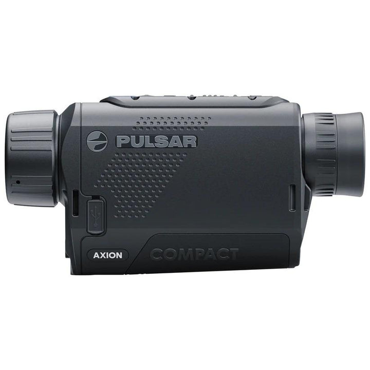 Chattanooga Pulsar Axion XG30 compact thermal monocular with high-resolution outdoor optics in black, used for thermal imaging.