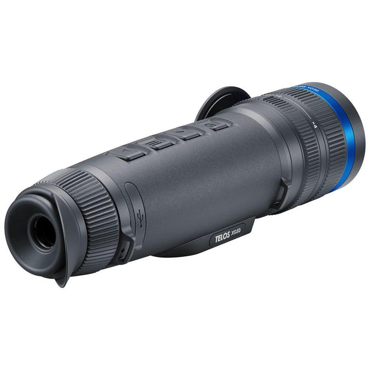 Chattanooga Pulsar Telos XG50 thermal monocular with high-resolution digital viewer, 3.5-15x zoom, for thermal imaging.