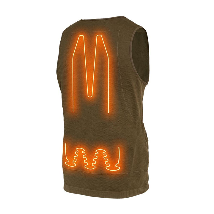 Chattanooga Muddy Nucleus heated brown turkey vest in medium, adjustable warm layering apparel with comfortable fit.