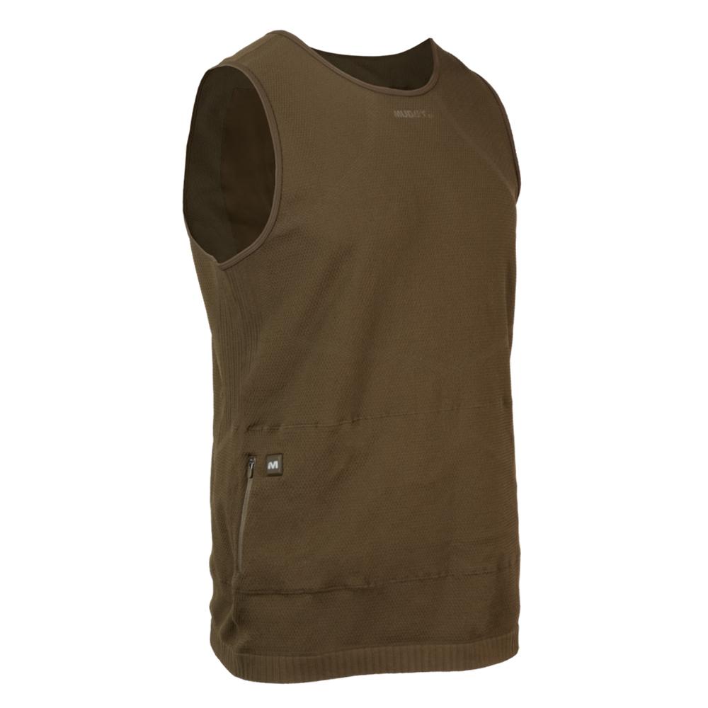 Chattanooga Muddy Nucleus heated turkey vest in brown, size S, showing adjustable straps and warm, comfortable layering apparel.
