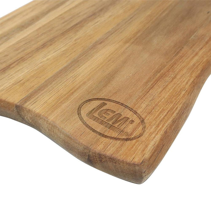 Chattanooga LEM Products antler-shaped acacia wood cheese and charcuterie serving tray with utensils, ideal for entertaining.