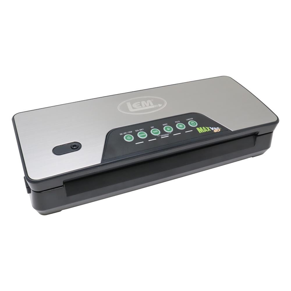 Chattanooga LEM MaxVacGo cordless vacuum sealer for food storage, portable, rechargeable, and compact food preservation tool.