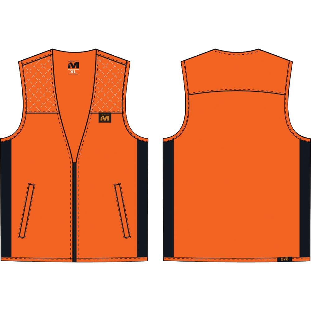 Chattanooga Muddy DV8 lightweight blaze orange high visibility vest in 2XL, designed for outdoor safety and visibility.