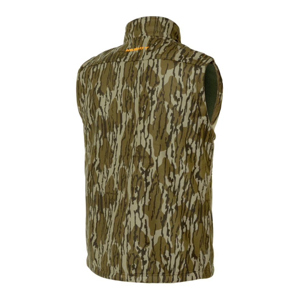 Chattanooga Muddy TRX Softshell Vest in Mossy Oak Bottomland, 2XL, featuring camouflage pattern and softshell fabric for outdoor wear.
