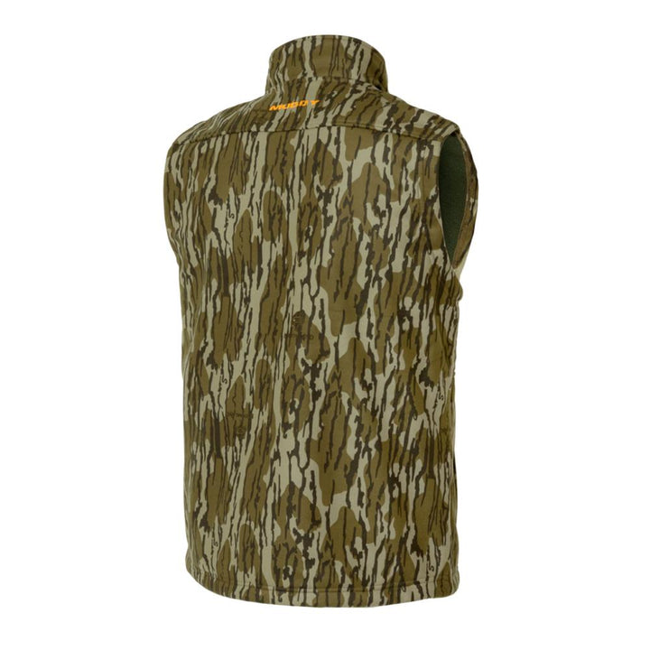 Chattanooga Muddy TRX Softshell Vest in Mossy Oak Bottomland, 2XL, featuring camouflage pattern and softshell fabric for outdoor wear.