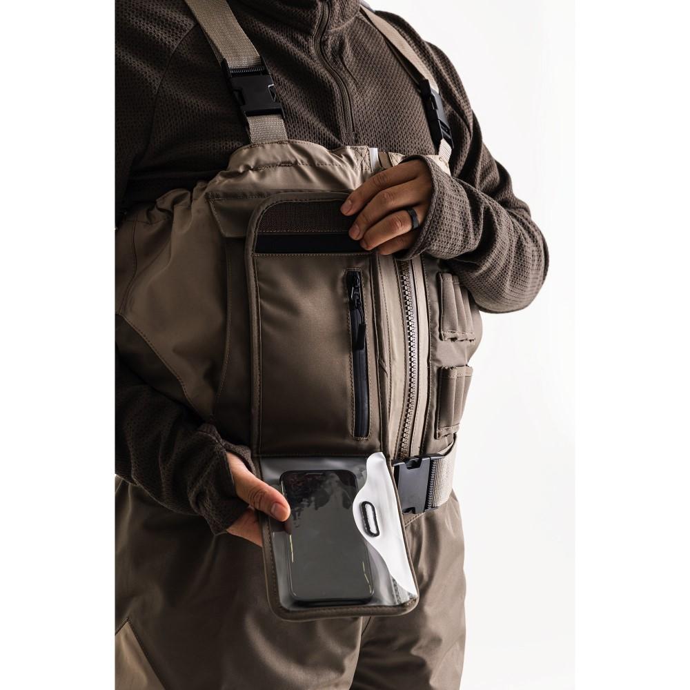 Chattanooga Lacrosse Alpha Agility Select Zip Waders in brown, size 8, waterproof with 1600G insulation for fishing or outdoor activities.