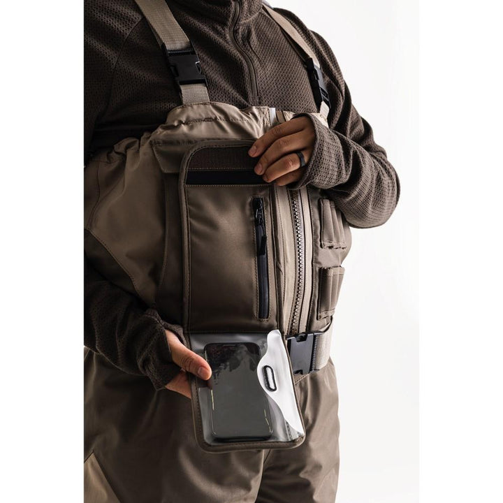 Chattanooga Lacrosse Alpha Agility Select Zip Waders in brown, size 8, waterproof with 1600G insulation for fishing or outdoor activities.