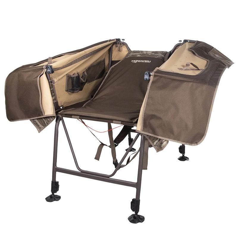 Chattanooga InvisiMan Blind Mossy Oak Bottomland waterfowl blind for durable outdoor waterfowl hunting, camouflaged in mossy oak pattern.