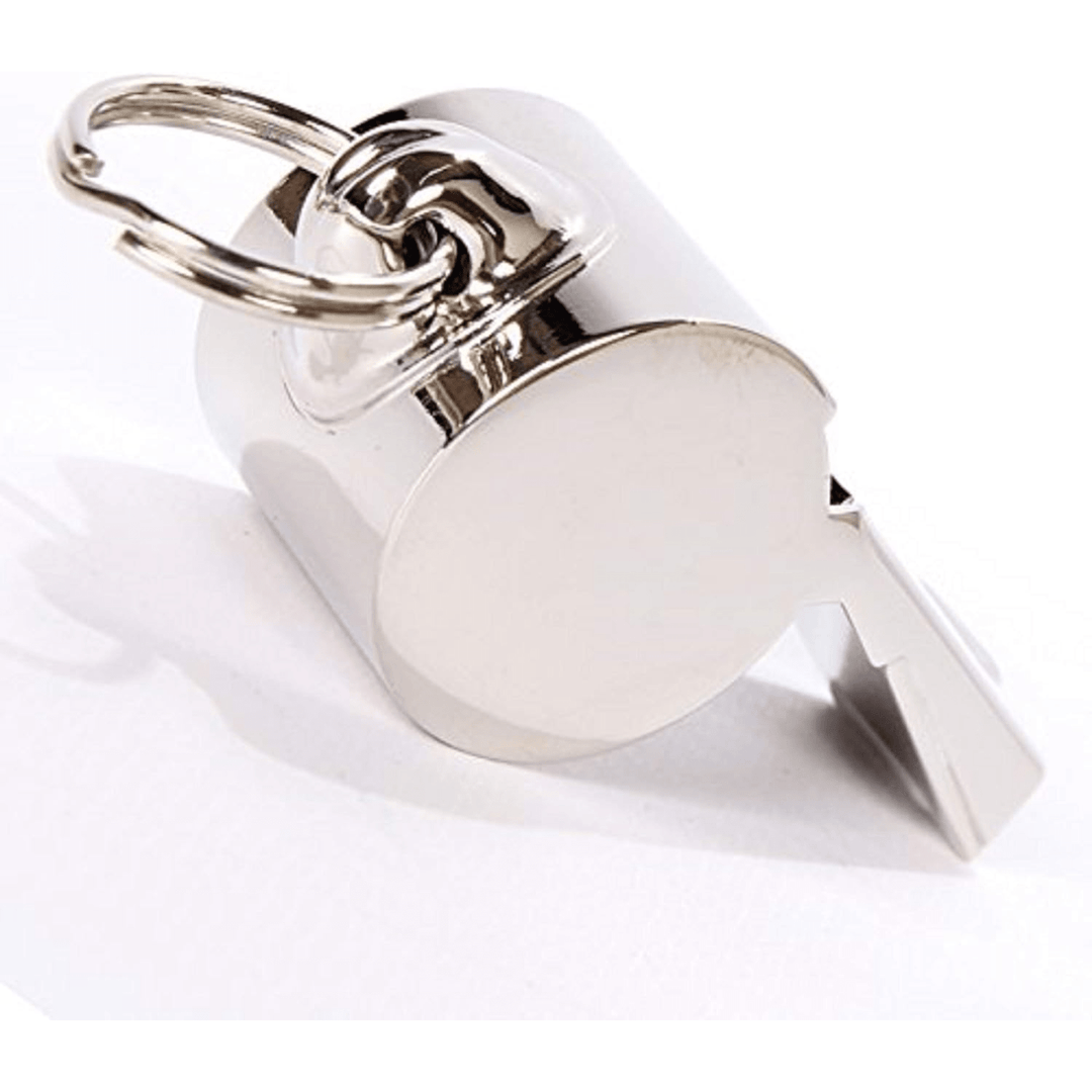 Chattanooga Omnipet Acme 58.5 large silver brass thunderer whistle, designed for loud sound and easy grip.