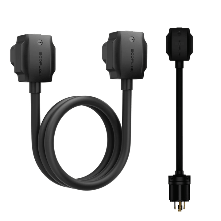 EcoFlow AC generator charging adapter with power input-output cable set for efficient portable power supply.