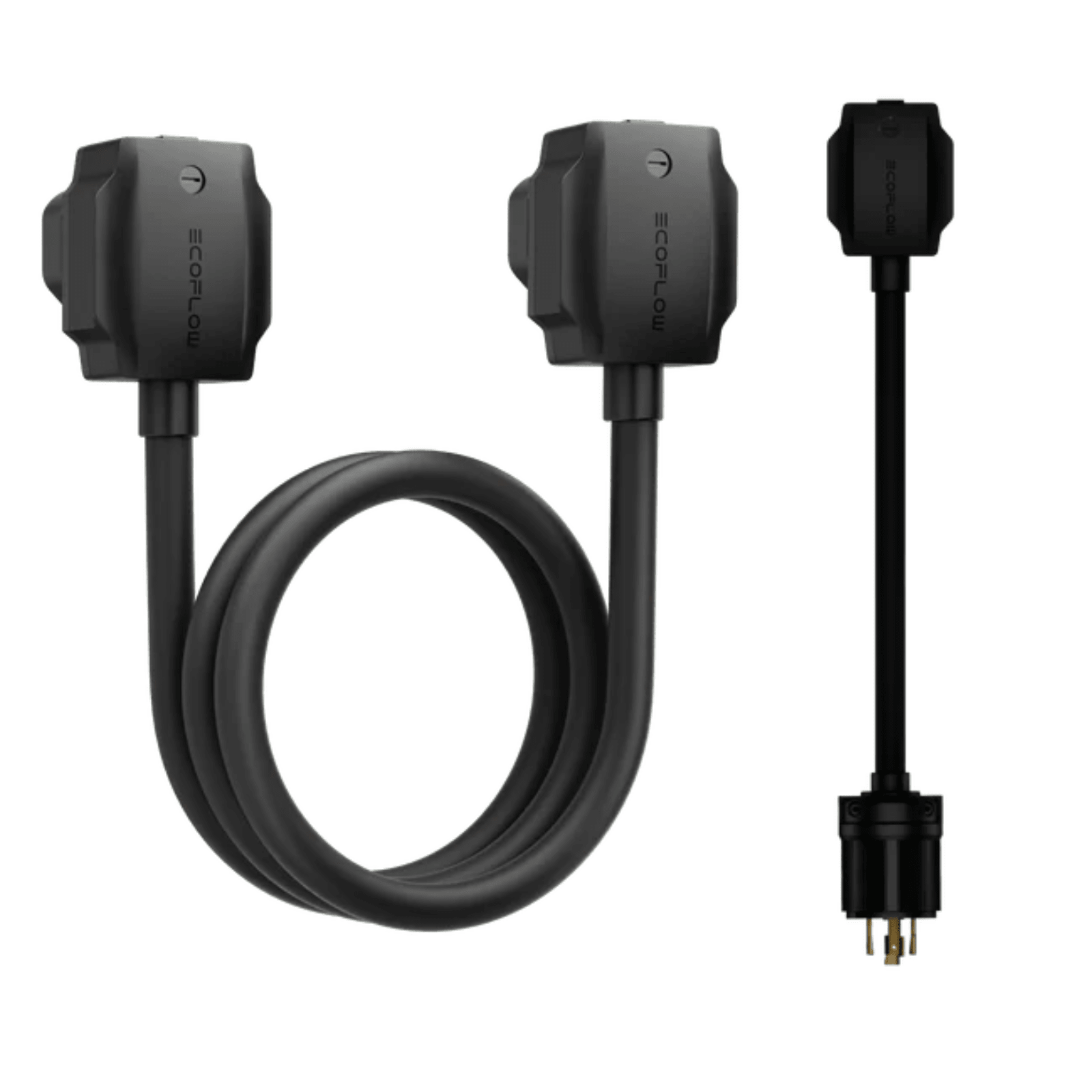 EcoFlow AC generator charging adapter and power input-output cable kit, black plastic connectors and cables for renewable energy devices